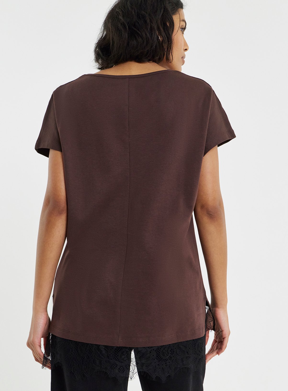 SIMPLY BE Brown Lace 2 in 1 T-Shirt 20 - Image 2 thumbnail